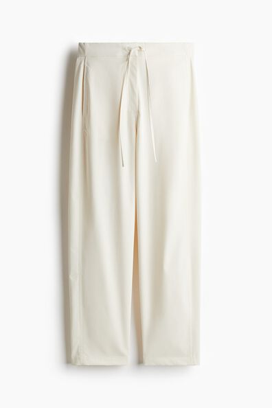 Ankle-length barrel-leg trousers
