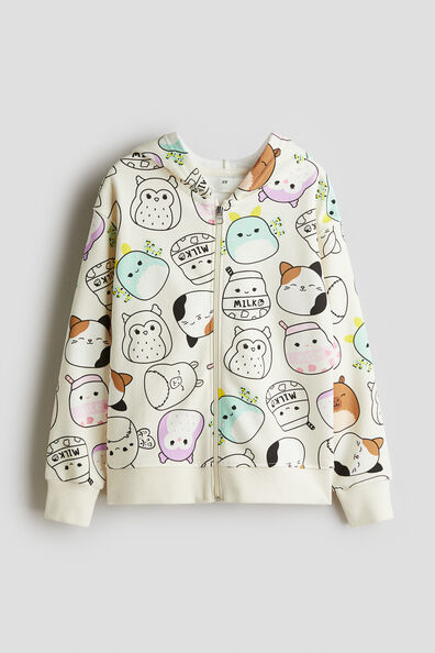 Printed zip-through hoodie