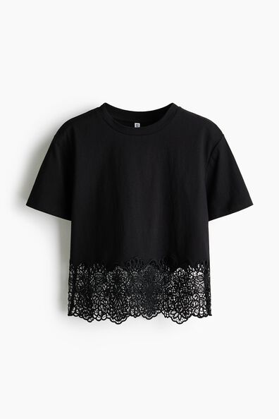 Lace-trimmed T-shirt