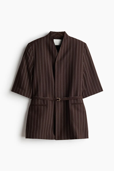 Short-sleeved linen-blend blazer