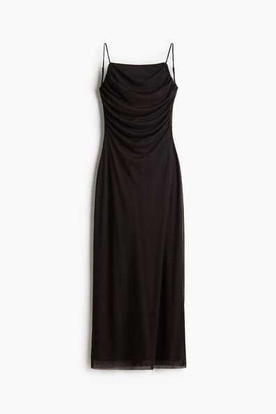 Draped mesh strappy dress