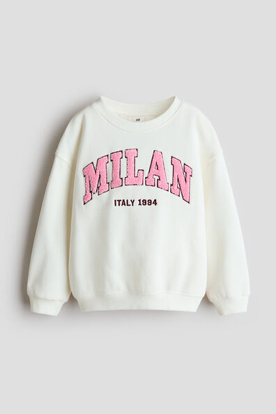 Motif-detail brushed-inside sweatshirt