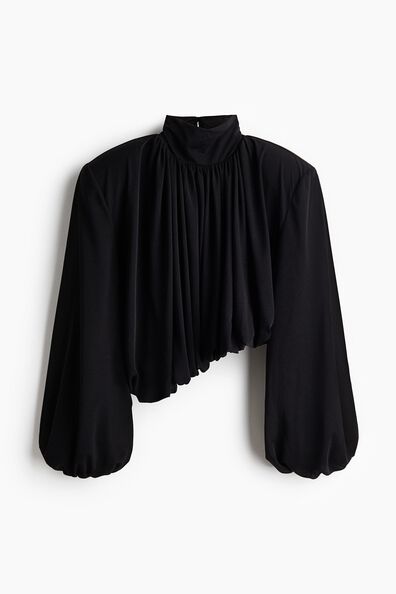 Bubble-hem shoulder-pad top