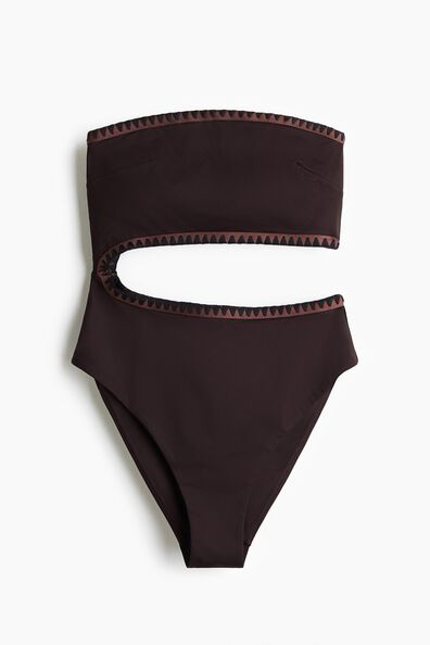 High Leg Padded-cup bandeau swimsuit