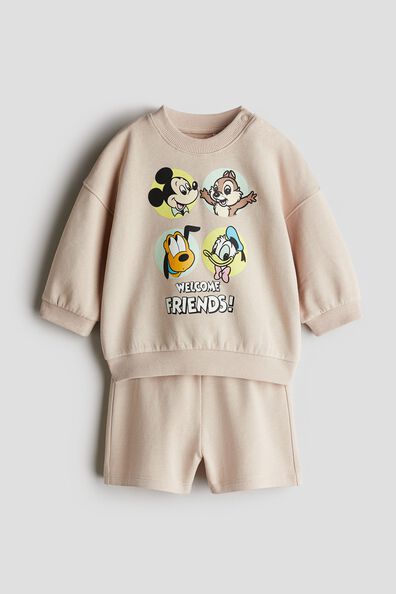 2-piece print-motif sweatshirt set