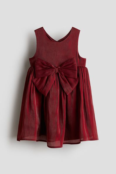Bow-detail organza dress