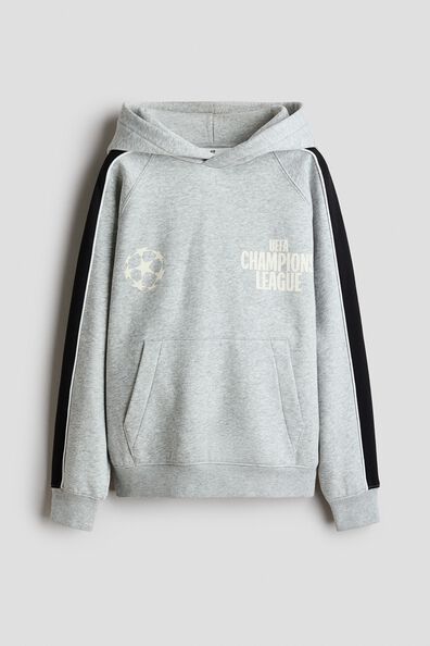 Printed brushed-inside hoodie