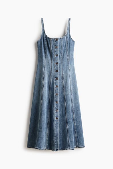 Button-front denim dress