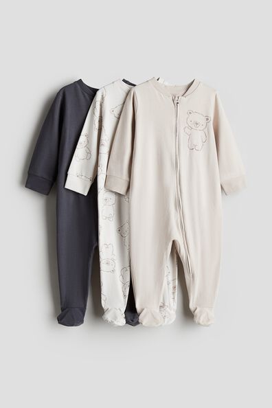 3-pack zip-up sleepsuits