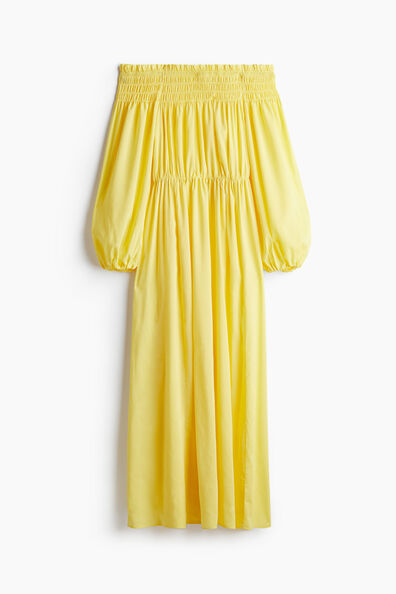 Smock-topped off-the-shoulder dress