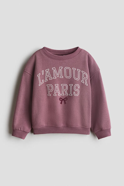 Print-motif brushed-inside sweatshirt