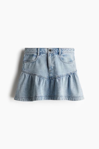 Peplum-hem denim skirt
