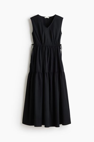 Drawstring-detail cotton dress