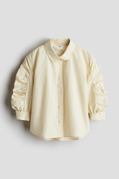 Balloon-sleeve cotton shirt