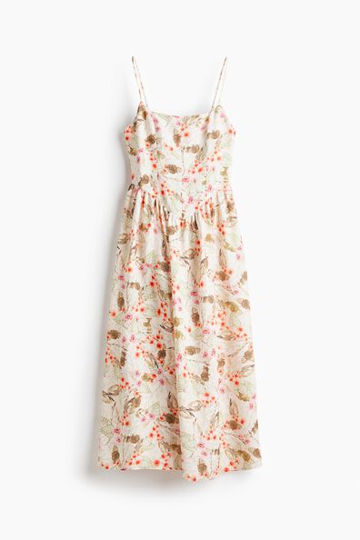 Linen-blend strappy dress