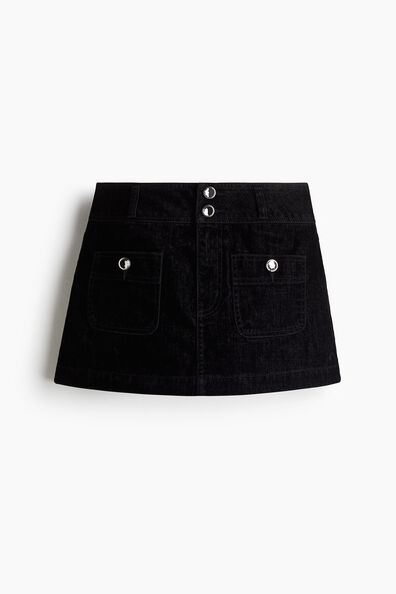 Rhinestone-button mini skirt