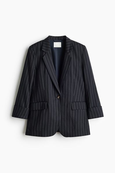 Linen-blend single-breasted blazer