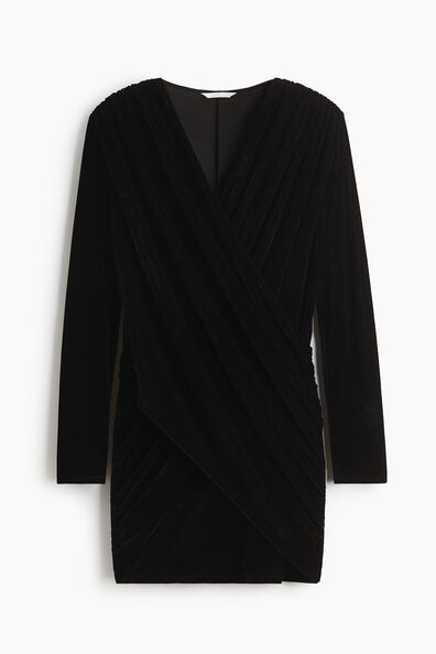 Draped velour mini dress