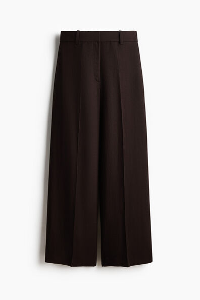 Wide linen-blend trousers
