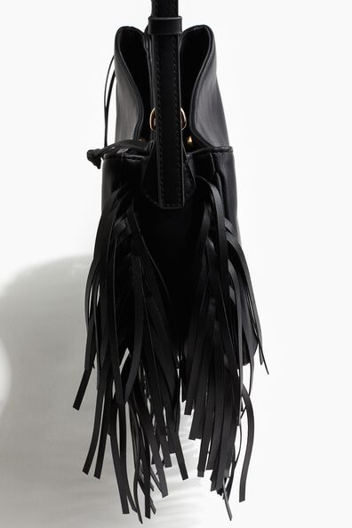 Fringe-trimmed shoulder bag