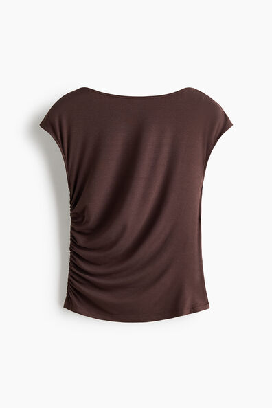 Draped cap-sleeved top