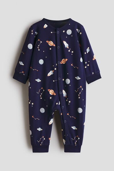 Printed cotton sleepsuit