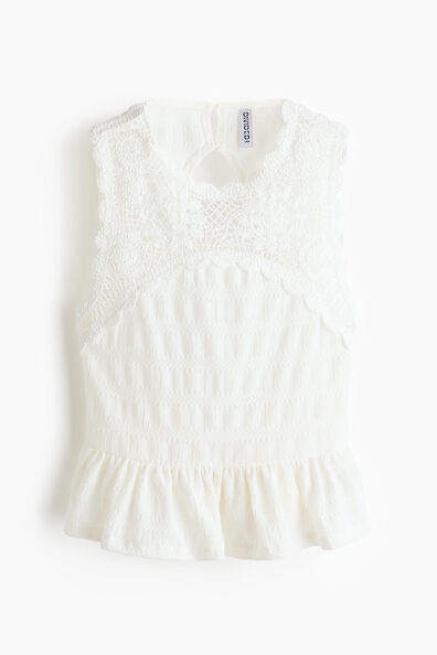 Crochet-look-section textured top
