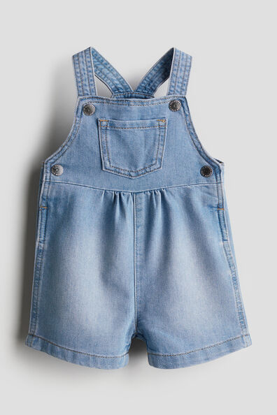 Denim dungaree shorts