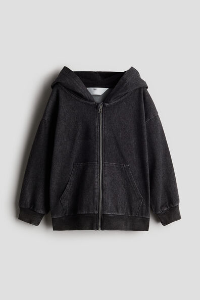 Zip-through twill hoodie