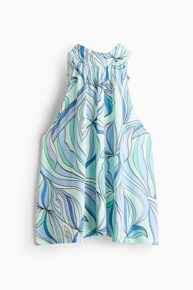 Printed tie-detail top