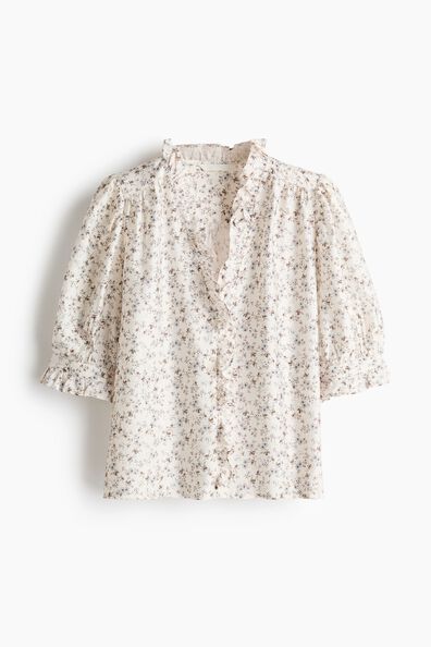 Ruffled puff-sleeved blouse
