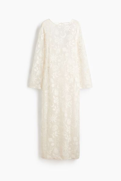 Motif-detail net dress