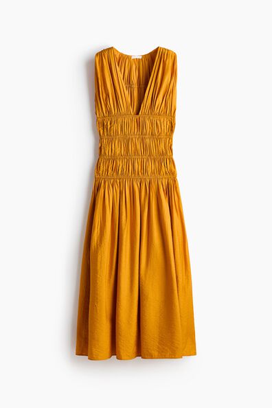 Smocked viscose-blend dress