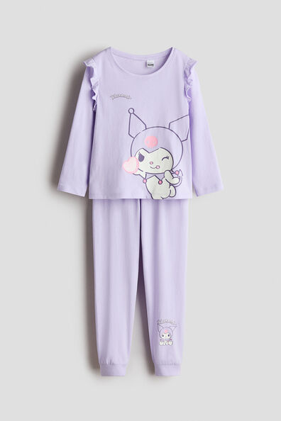 Print-motif cotton pyjamas