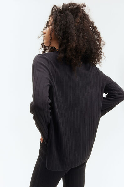 Rib-knit button-front top