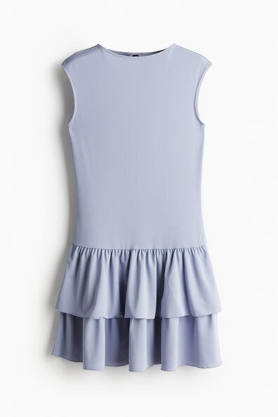 Tiered-skirt jersey dress