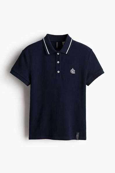 Embroidered-motif piqué polo shirt