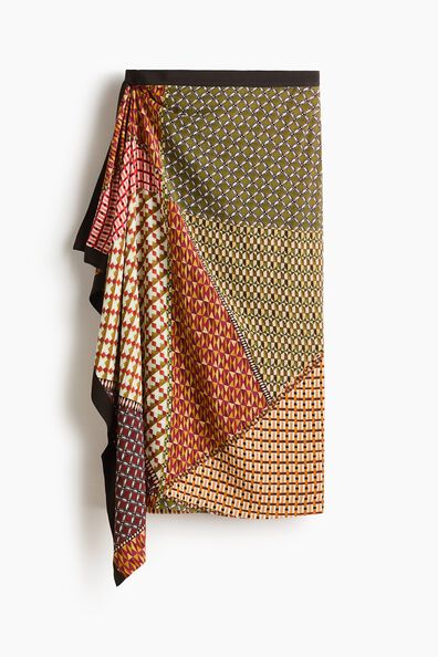 Draped-panel wrap skirt