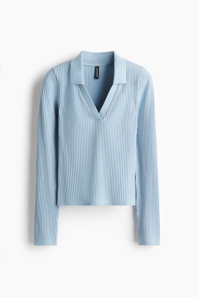Ribbed collared top