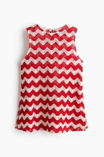 Crochet-look jacquard jersey top
