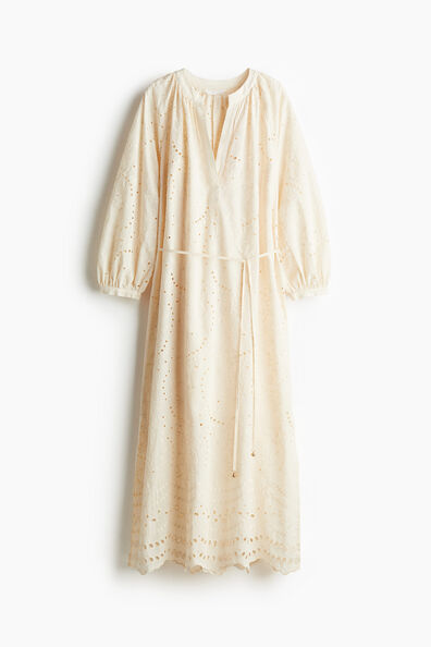Broderie anglaise tie-belt dress