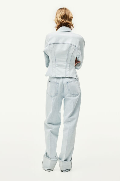 Straight High Fold-up Jeans