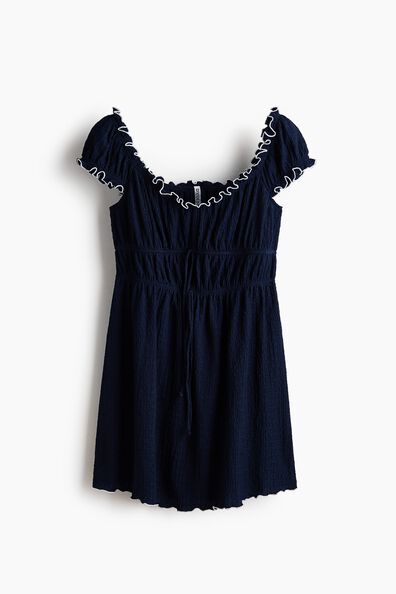 Frill-trimmed jersey dress