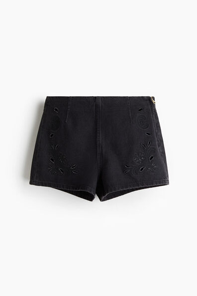 Broderie anglaise denim shorts