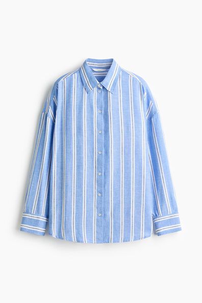 Oversized linen-blend shirt