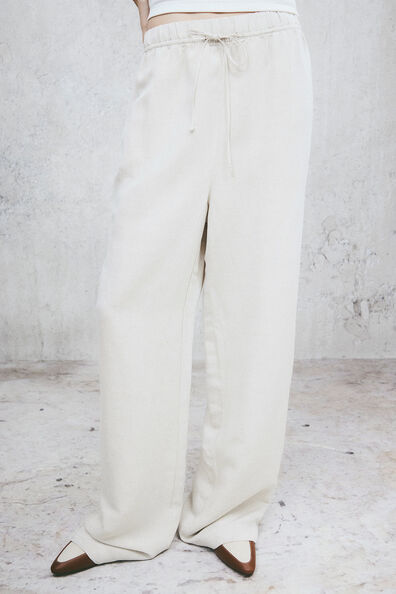 Linen-blend pull-on trousers