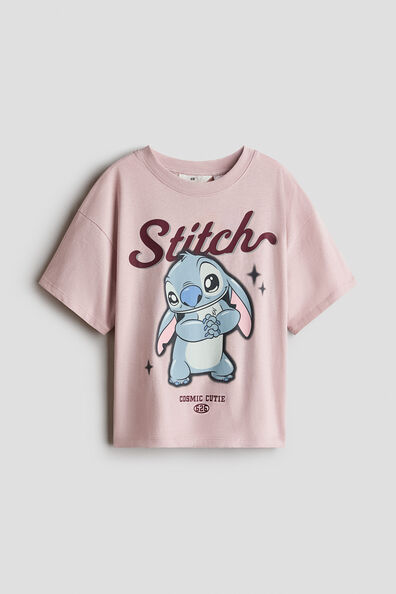 Print-motif cotton T-shirt