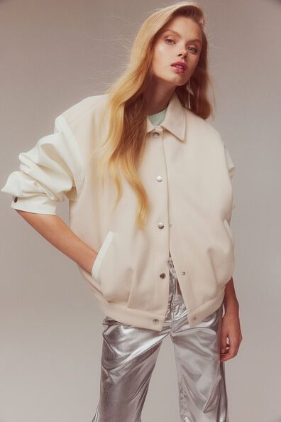 Motif-detail baseball jacket