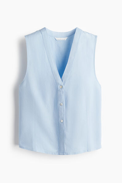 Sleeveless linen-blend blouse