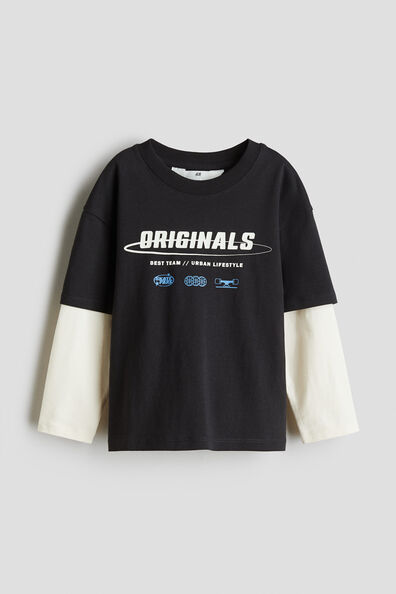 Print-motif cotton T-shirt